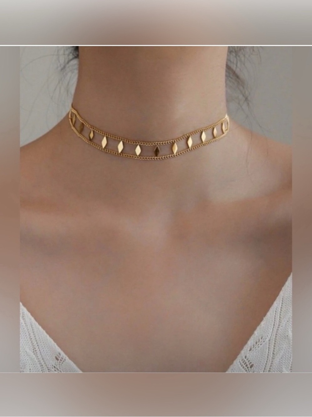 Gold Plated Stainless Steel Geometric Choker Necklace